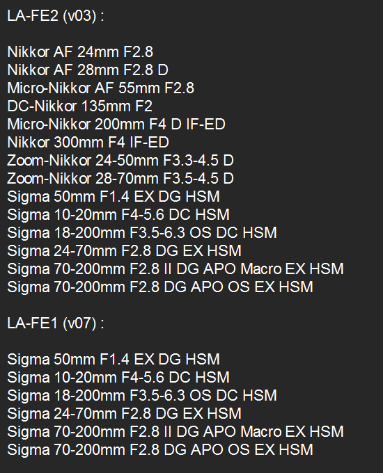 MonsterAdapter's tweet image. 本日、MonsterAdapter LA-FE2のv03、LA-FE1のv07ファームウェアを正式にリリースしました。

今回のアップデートで追加された主な機能は、より多くのレンズをサポートすることだ。

LA-FE2 v03:
1drv.ms/u/c/f9db2cd7bb…

LA-FE1 v07:
1drv.ms/u/c/f9db2cd7bb…
