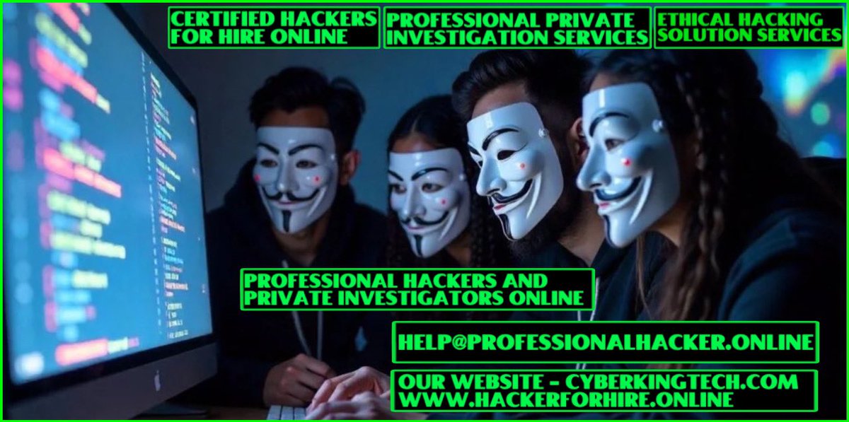 ProHackerOnline's tweet image. Private Investigations & Pro Hacking Services.
UNCOVER THE TRUTH NOW!
Private Investigation | Ethical Hacking |  | Cybersecurity | Ethical Hackers for Hire and Private Investigator Expert Services Provider Online.
#HackerForHire #PhoneHacker #USA #UK #EthicalHacker #HireAHacker