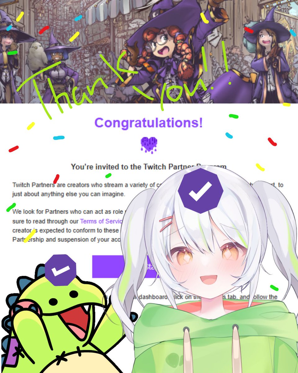 cupidyle's tweet photo. WE GOT TWITCH PARTNER!!! AWAAAAAA!!🐊💛💛🎉 https://t.co/8AaScw0vZK