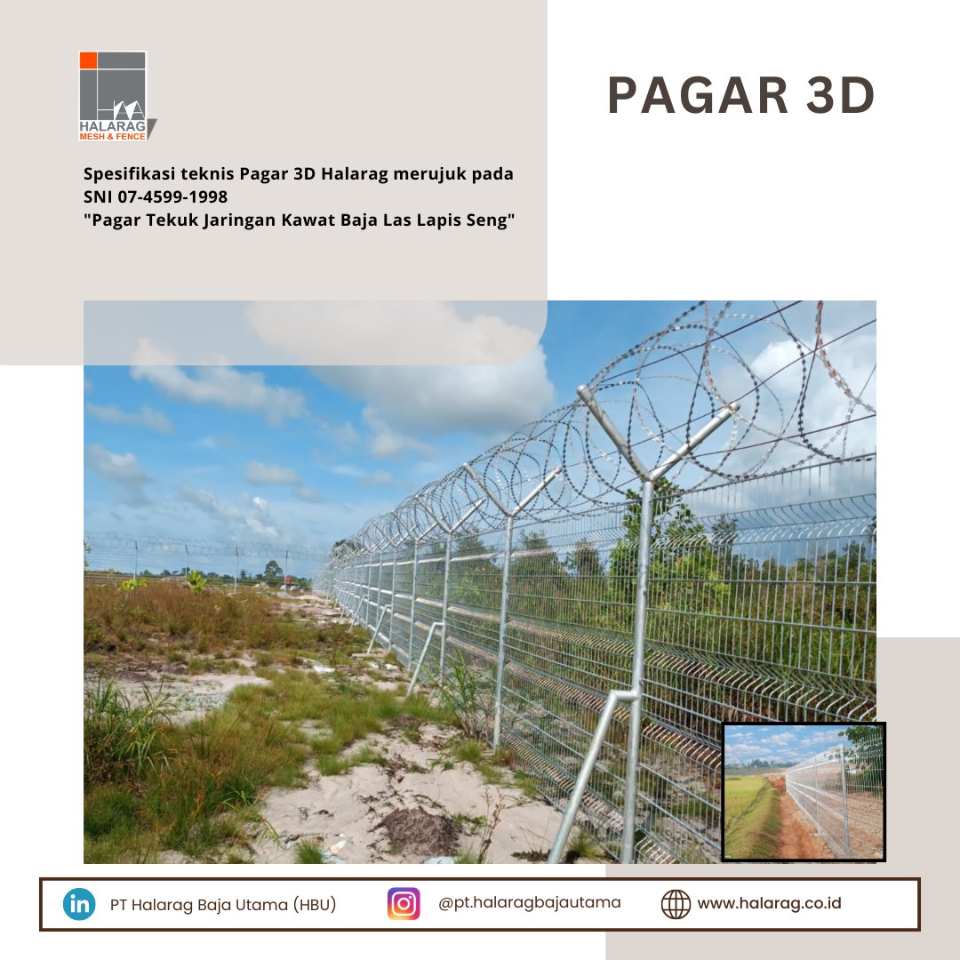 HalaragPt's tweet image. Pagar Bandara / Pagar V / Security Fence / Pagar Wiremesh / Pagar 3D 

Dibuat sebagaimana proses produksi wiremesh, dengan proses penekukan bentuk gelombang pada bagian tengahnya wiremesh, menggunakan mesin bending khusus. 

pabrikwiremesh.co.id
#pagarwiremesh #pagar3d