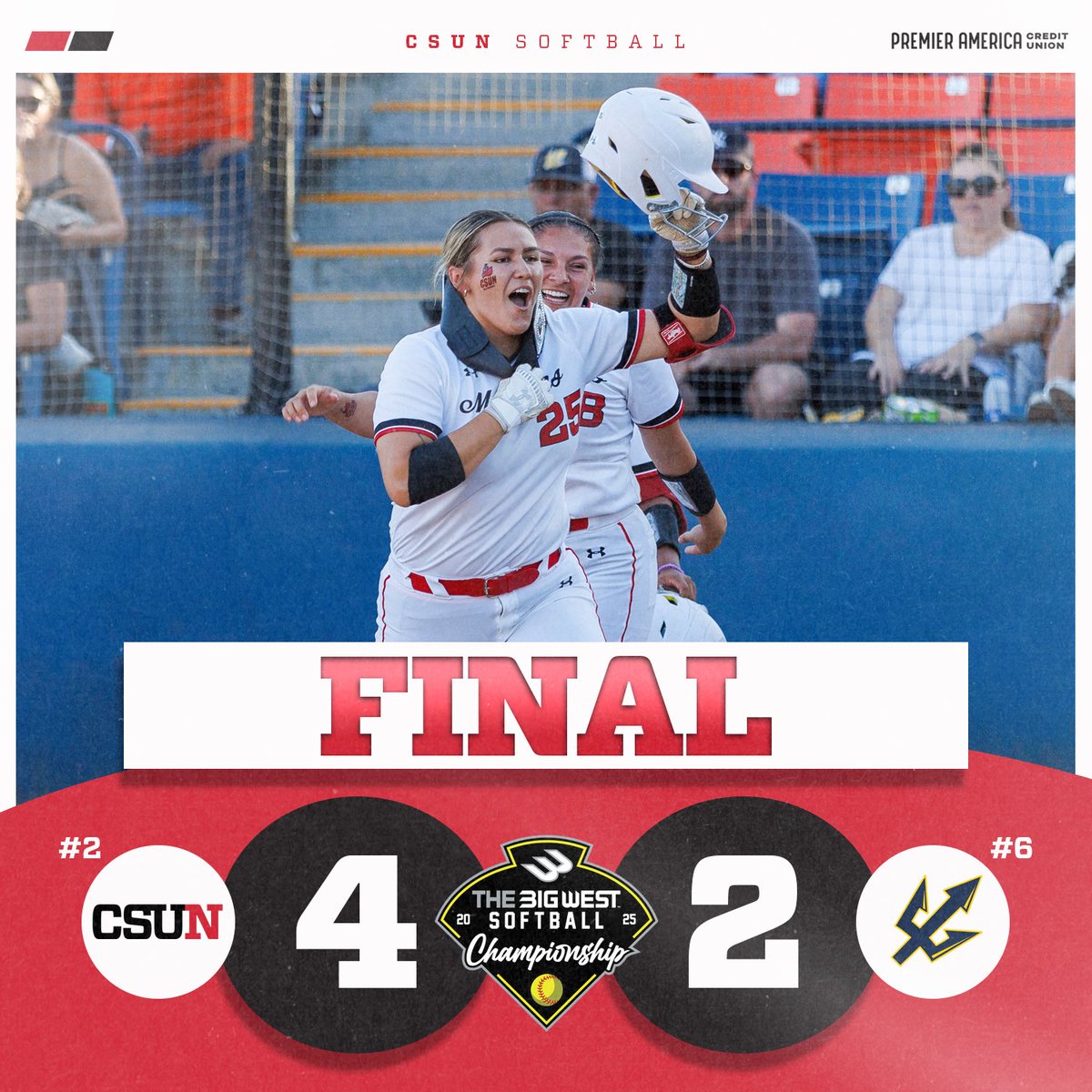 CSUN Matadors (@gomatadors) on Twitter photo Stay hungry. ๐ค
<a href="/CSUNSoftball/">CSUN Softball</a> scores three runs in the bottom of the 6th to defeat UC San Diego.
CSUN will face No. 5 Hawaiโi tomorrow at 1 PM for a spot in the championship.
#GoMatadors Stay hungry. ๐ค
<a href="/CSUNSoftball/">CSUN Softball</a> scores three runs in the bottom of the 6th to defeat UC San Diego.
CSUN will face No. 5 Hawaiโi tomorrow at 1 PM for a spot in the championship.
#GoMatadors