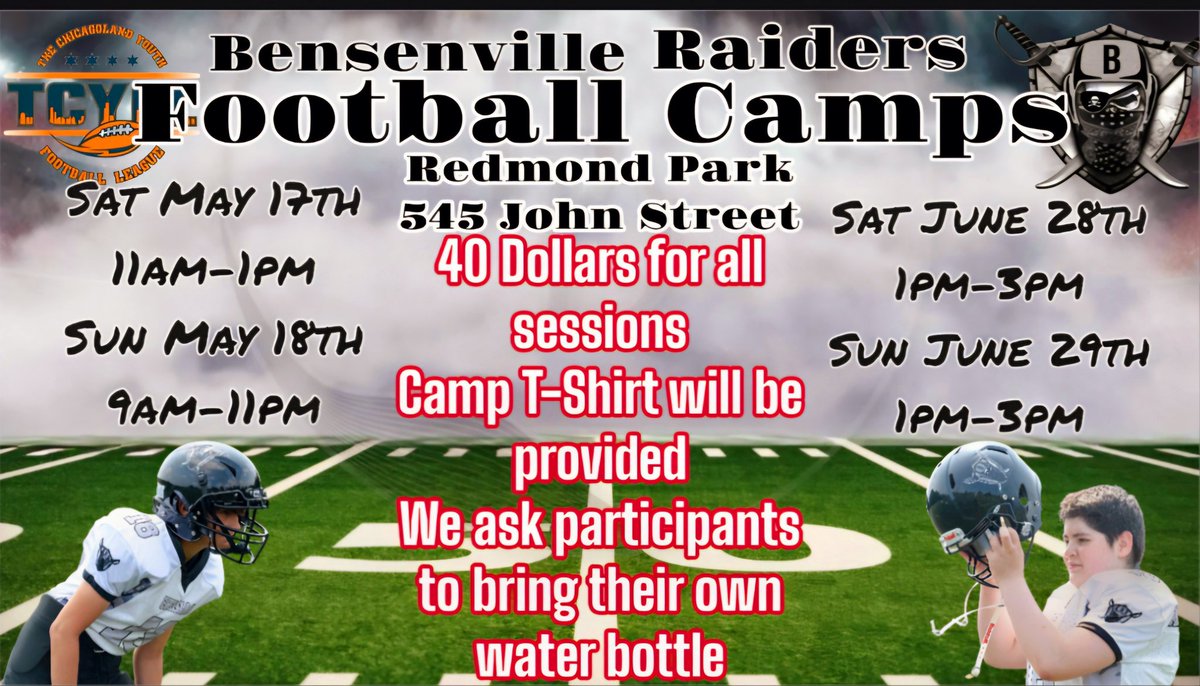 Register at bensenvilleraiders.com 
#RaiderNation