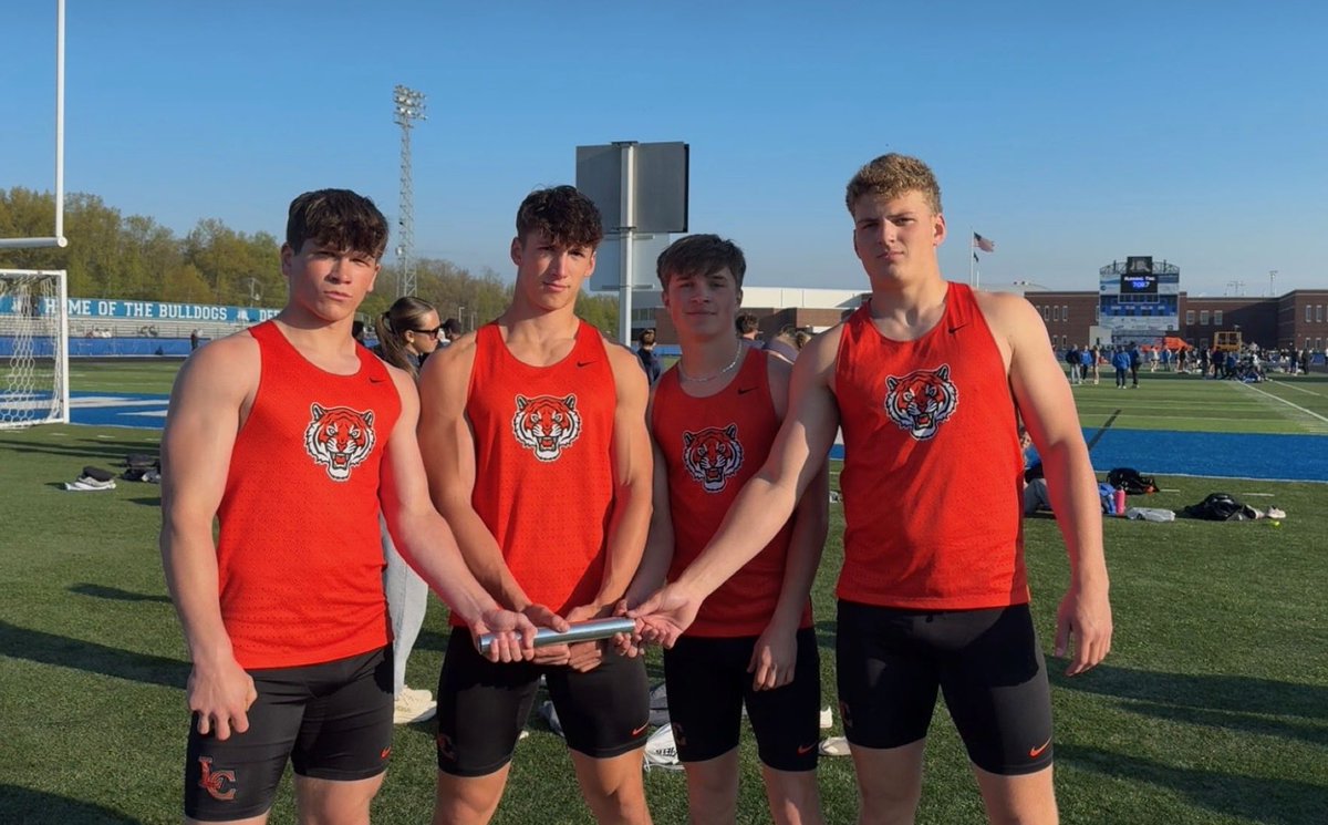 Congratulations to Liberty Center’s 4x100 meter relay team of Wes Wilhelm, Jaxton Lawniczack, Cam Kahle and Garrison Kruse on breaking the 27 year old school record of 43.6 by running 43.27 tonight at the Palmer Relays.