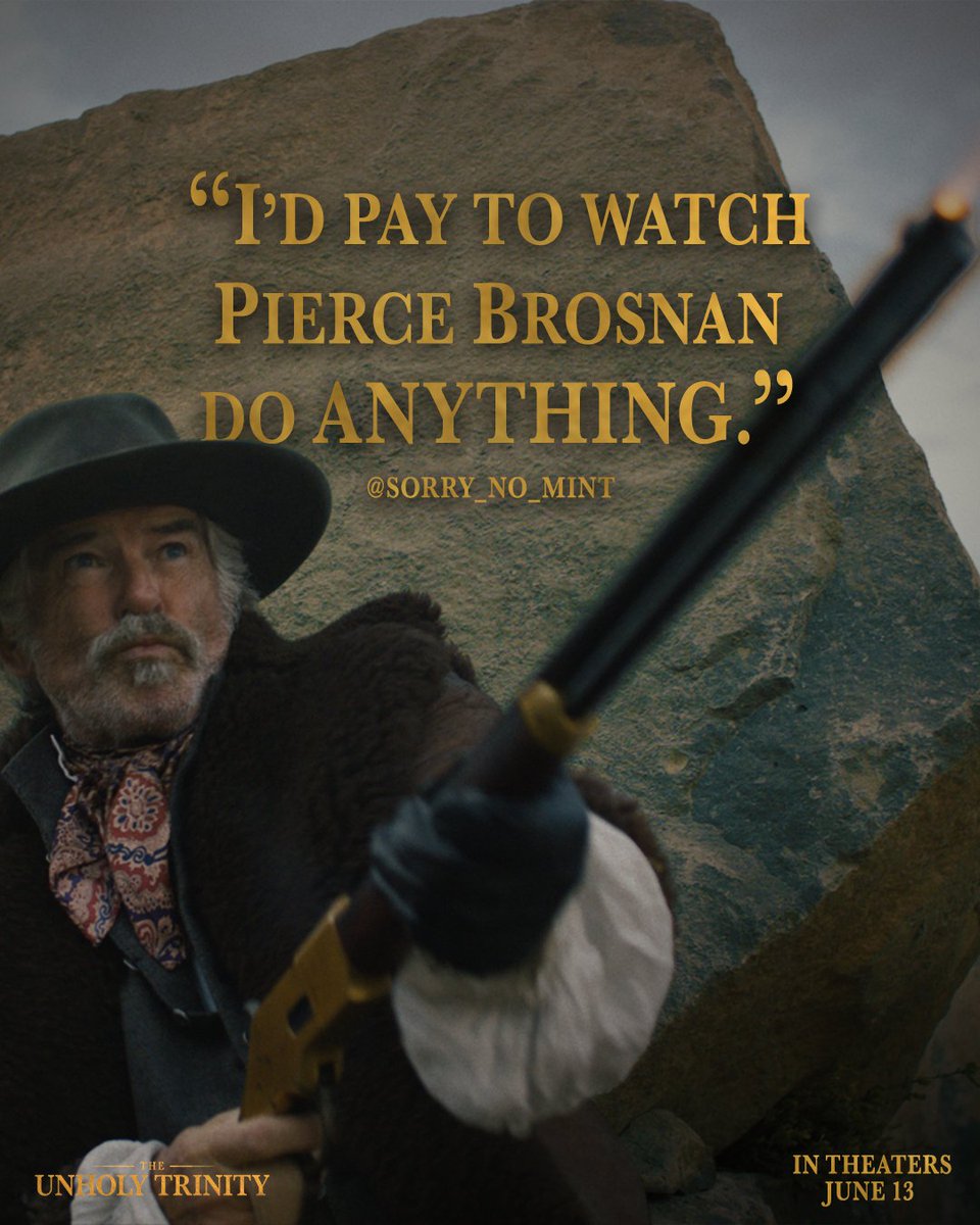 He’s no stranger to danger. Pierce Brosnan stars in The Unholy Trinity—a gritty western set at the crossroads of desperation and vengeance. See it in theaters June 13 and watch the trailer now: bit.ly/tut_trailer #theunholytrinity