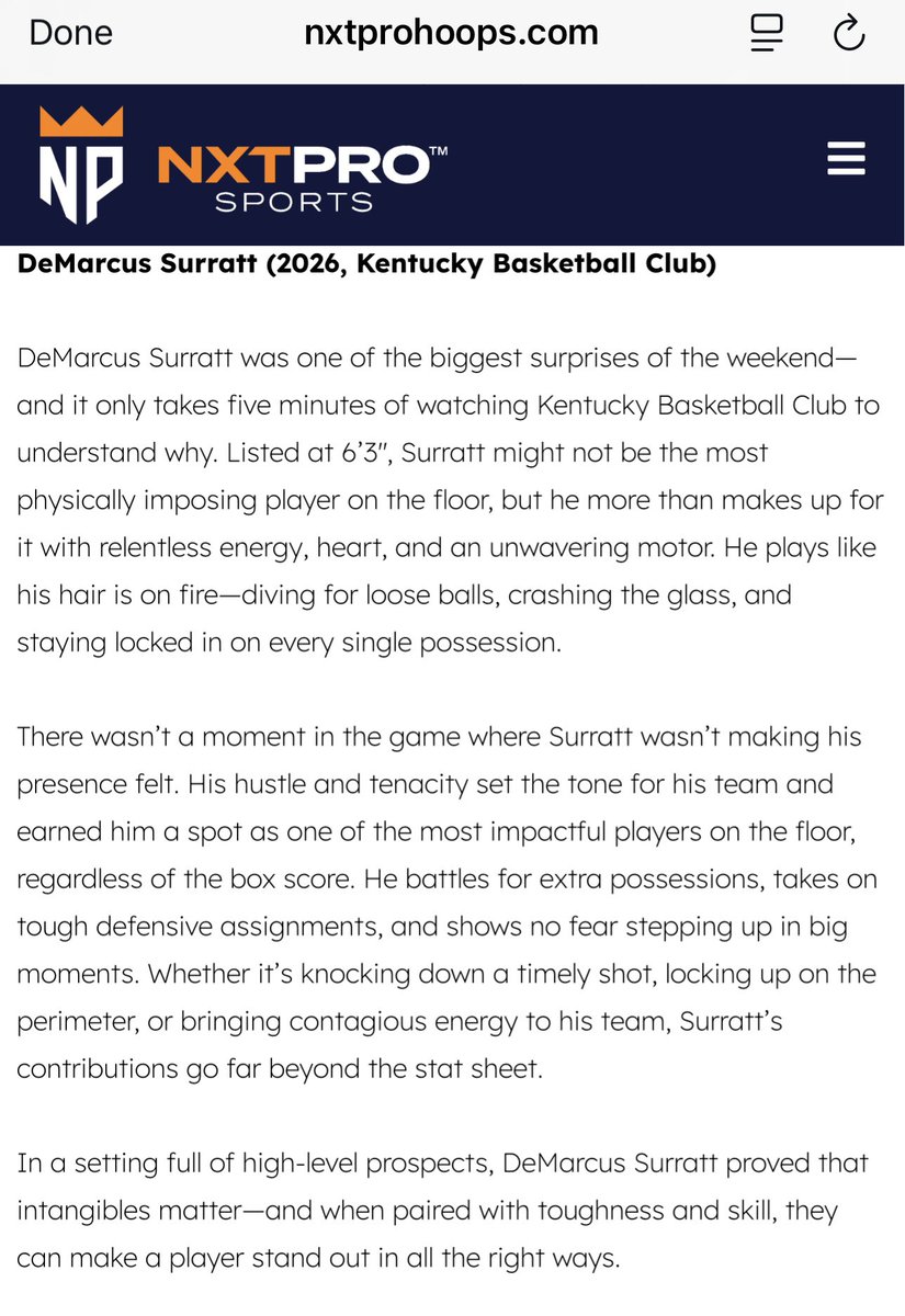 dsurratt3's tweet photo. Appreciate @NxtProHoops &amp; @Cody_NXTPRO16 for the write-up. https://t.co/1ljlvrEmeO
