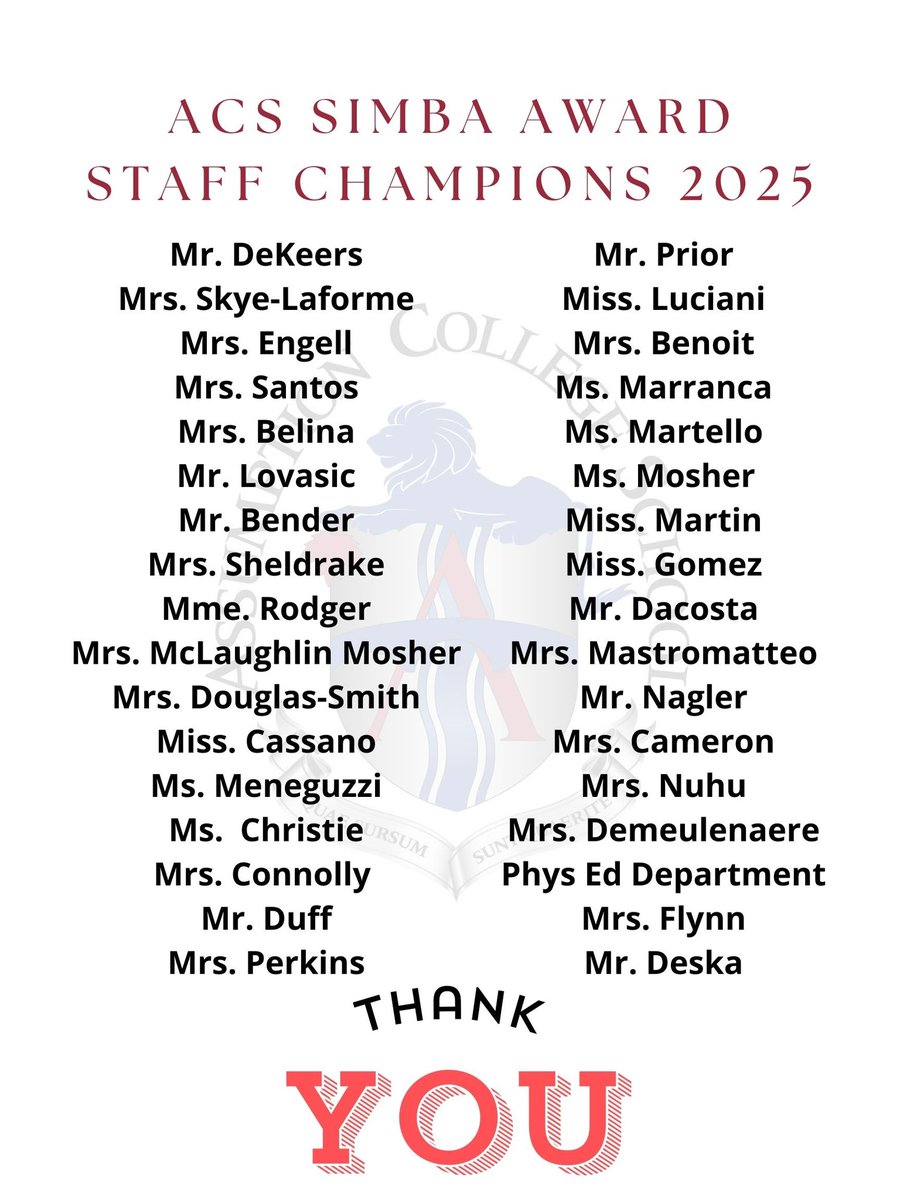 Congratulations to our 2025 Simba Award winners and thank you to our champion staff for their nominations.  “Be faithful in small things because it is in them that your strength lies” ~ Mother Teresa