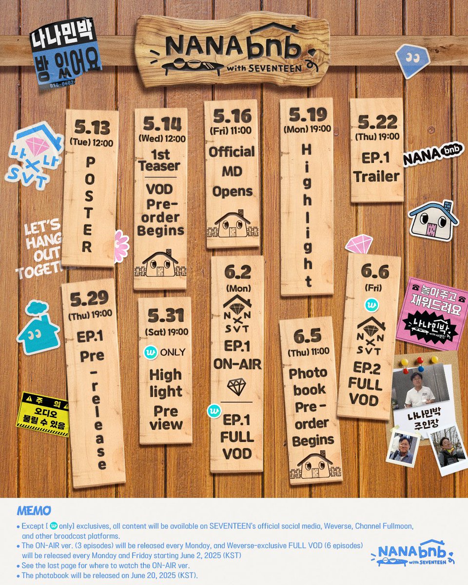 wonubliss's tweet photo. NANA BNB with SEVENTEEN

On-Air version
June 2 - Ep.1 
June 9 - Ep.2 
June 16 - Ep.3 

Weverse Full VOD version 
June 2 - Ep.1 
June 6 - Ep.2
June 9 - Ep.3
June 13 - Ep.4
June 16 - Ep. 5
June 20 - Ep.6 https://t.co/xerc1UKbmq