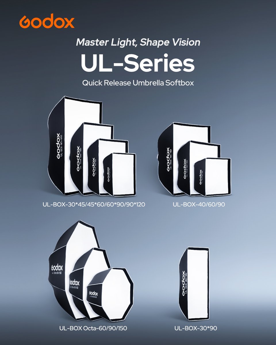 GodoxGlobal's tweet image. ✨ Godox UL-Series Softbox
Flexible, portable lighting for creators!
⚡️Multiple sizes (30cm-180cm)
⚡️Quick umbrella setup
⚡️Pro light shaping &amp;amp; compact design
⚙️Bowens mount &amp;amp; broad compatibility

👉learn more at: godox.com/product-d/UL-S… 

#Godox #Lighting #Softbox #photography
