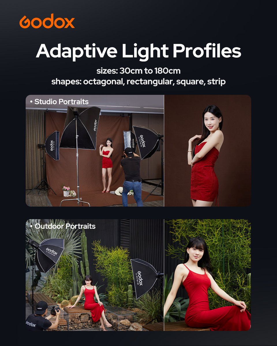 GodoxGlobal's tweet image. ✨ Godox UL-Series Softbox
Flexible, portable lighting for creators!
⚡️Multiple sizes (30cm-180cm)
⚡️Quick umbrella setup
⚡️Pro light shaping &amp;amp; compact design
⚙️Bowens mount &amp;amp; broad compatibility

👉learn more at: godox.com/product-d/UL-S… 

#Godox #Lighting #Softbox #photography