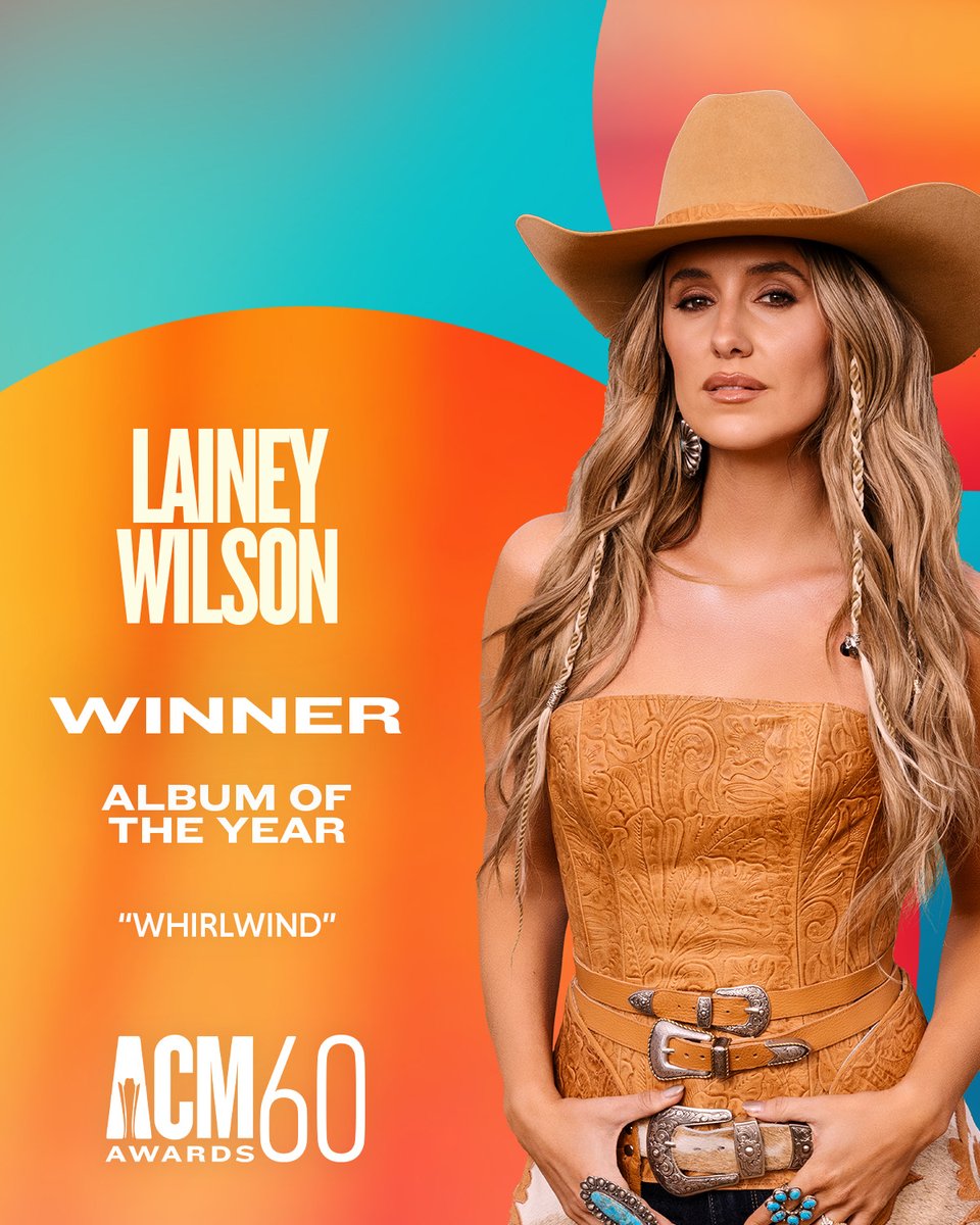 ACM Awards (@acmawards) on Twitter photo 💿 "Whirlwind" by <a href="/laineywilson/">Lainey Wilson</a> had no skips and just won Album of the Year at the #ACMawards presented by <a href="/CarnivalCruise/">Carnival Cruise Line</a>! 💿 "Whirlwind" by <a href="/laineywilson/">Lainey Wilson</a> had no skips and just won Album of the Year at the #ACMawards presented by <a href="/CarnivalCruise/">Carnival Cruise Line</a>!