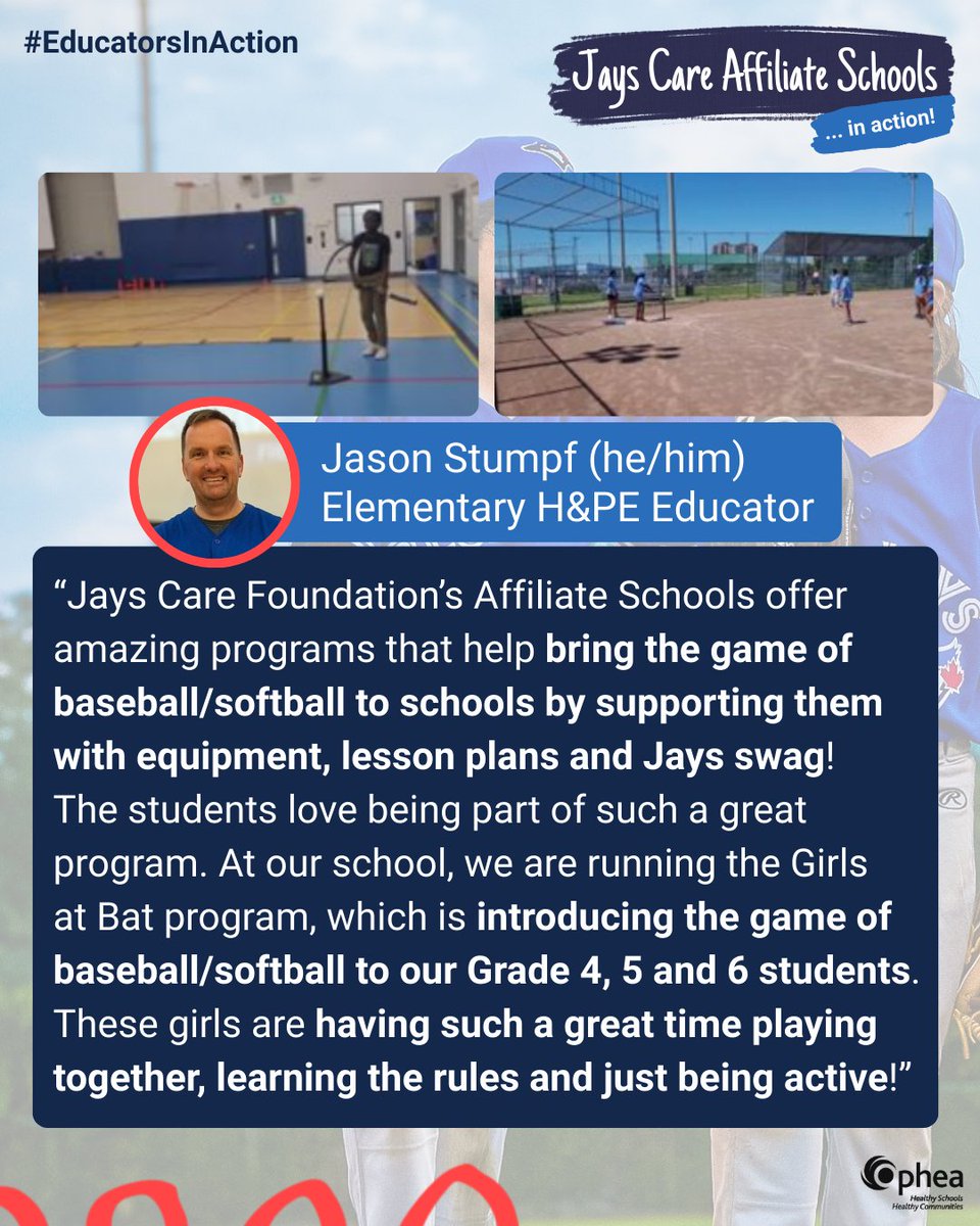 opheacanada's tweet photo. What have our #EducatorsInAction been up to? We checked in to learn about their experiences as #AffiliateSchools, and how the FREE supports from @JaysCare are bolstering physical activity opportunities in their school communities - we'd say they're knocking it out of the park! https://t.co/wk0HBA8Vl2