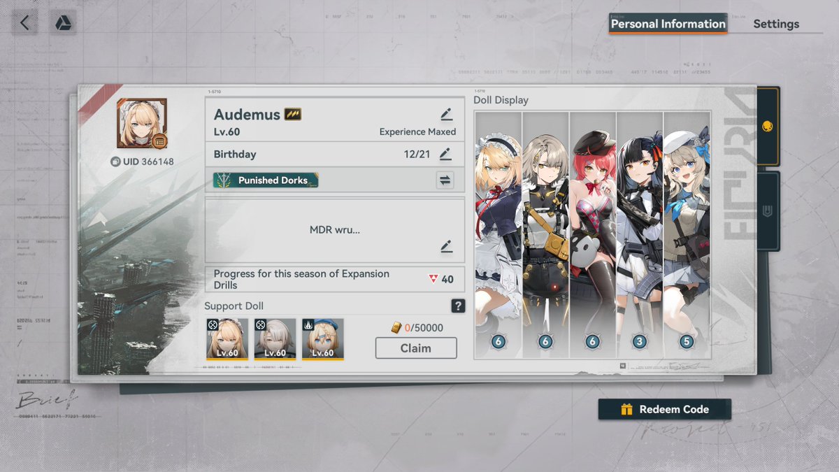 AudeNYuno's tweet image. #TargetPractice #Vector #GirlsFrontline2Exilium
Commander Name: Audemus
UID: 366148