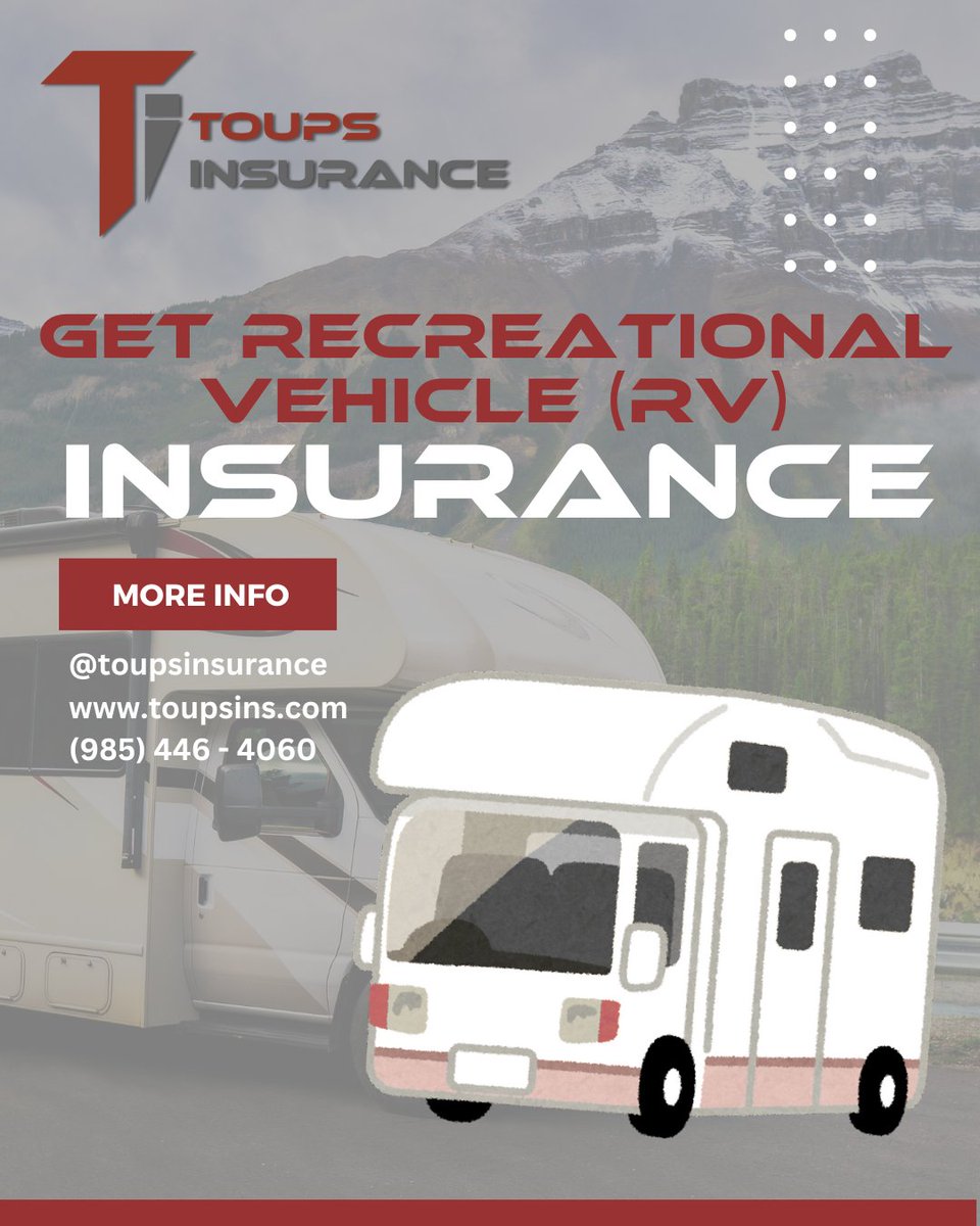 ToupsIns's tweet image. Adventure awaits! Make sure you're covered. Toups Insurance offers RV coverage that keeps you protected wherever the road takes you.

Have questions? Call us at (985) 446 - 4060

#ToupsInsurance #RVInsurance #YoureLocalWereLocalLetsTalk