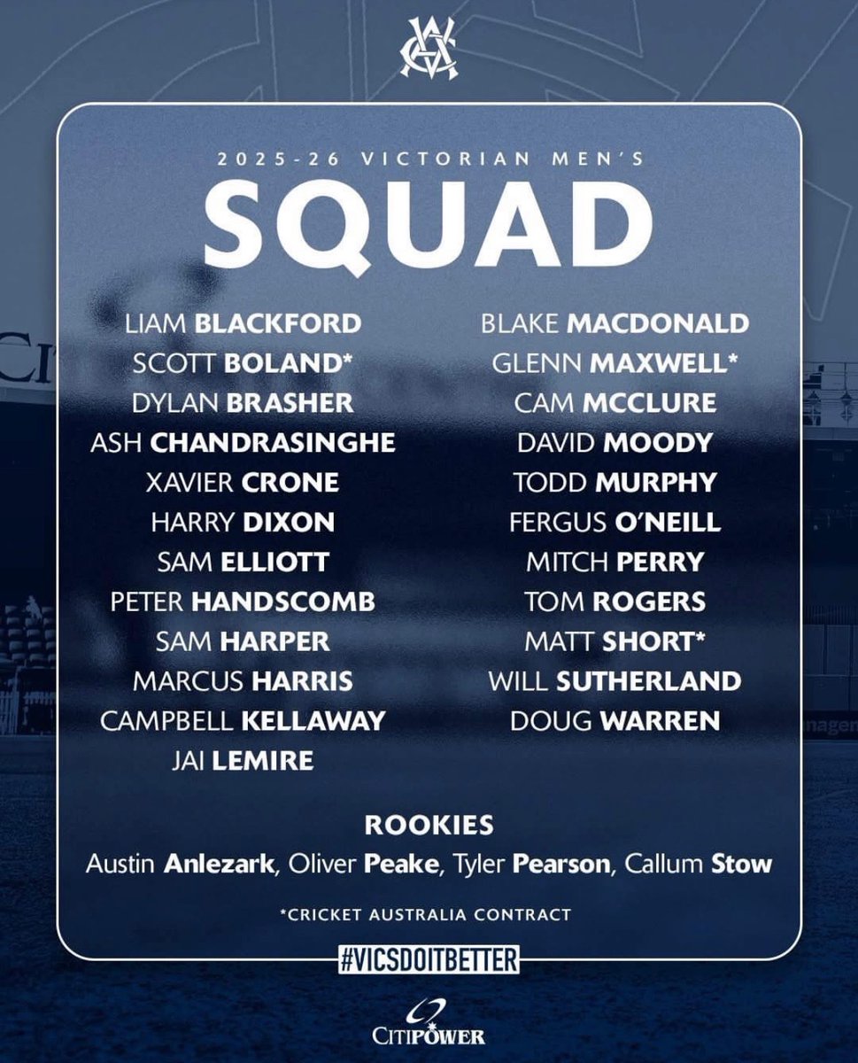 Prahran Cricket Club (@prahrancc) on Twitter photo Congratulations to Cam McClure and Will Sutherland on your selection in the 2025/26 Victorian Men's squad. 👏👏👏
#TrueBlues <a href="/vicstatecricket/">Victorian Cricket Team</a> #vicsdoitbetter
📸 <a href="/cricketpix/">Graham Morris</a> Congratulations to Cam McClure and Will Sutherland on your selection in the 2025/26 Victorian Men's squad. 👏👏👏
#TrueBlues <a href="/vicstatecricket/">Victorian Cricket Team</a> #vicsdoitbetter
📸 <a href="/cricketpix/">Graham Morris</a>