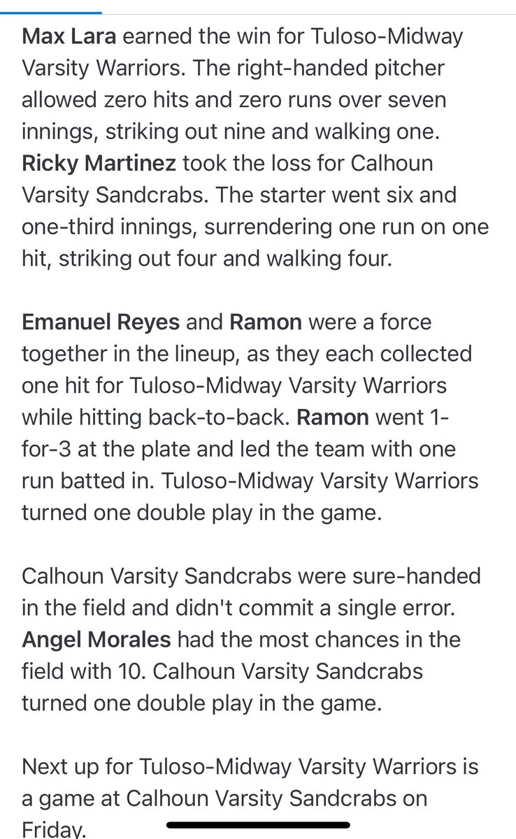 Coach Moody (@jkmoody44) on Twitter photo ⚾️GM 34 Final: <a href="/TMWarriorBSBL/">WarriorBaseball_TM</a> 1 Port Lavaca 0 #ShowTime 212 #WE <a href="/Max_Lara3/">Max</a> (NO HITTER) <a href="/ChristianRamon_/">Christian Ramon</a> <a href="/EmanuelReyes05/">Emanuel Reyes</a> <a href="/SouthTexasHigh1/">South Texas High School Baseball</a> <a href="/4ATxHsBaseball/">4ATxHsBaseball</a> ⚾️GM 34 Final: <a href="/TMWarriorBSBL/">WarriorBaseball_TM</a> 1 Port Lavaca 0 #ShowTime 212 #WE <a href="/Max_Lara3/">Max</a> (NO HITTER) <a href="/ChristianRamon_/">Christian Ramon</a> <a href="/EmanuelReyes05/">Emanuel Reyes</a> <a href="/SouthTexasHigh1/">South Texas High School Baseball</a> <a href="/4ATxHsBaseball/">4ATxHsBaseball</a>
