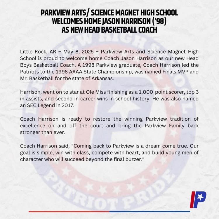 Kudos to Parkview Alum Jason Harrison (<a href="/JasonJeharrison/">Jason Harrison</a> ), who is poised to make a victorious return to Ripley Arena, motivated to restore the championship glory that once defined the Patriots.  🔴⚪️🔵