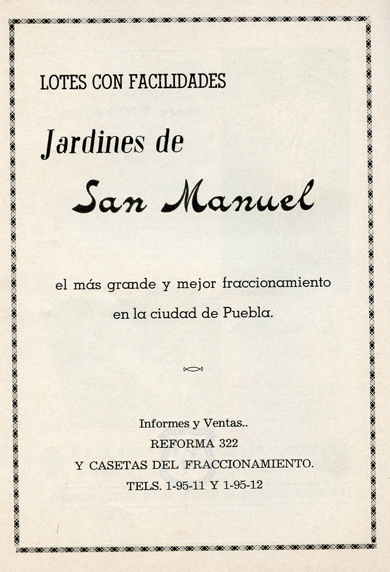 Un par de anuncios del año de 1965, obtenidos del anuario del entonces Instituto Militarizado Oriente, del Banco de Comercio (Bancomer) y de la colonia Jardines de San Manuel . #PueblaAntigua