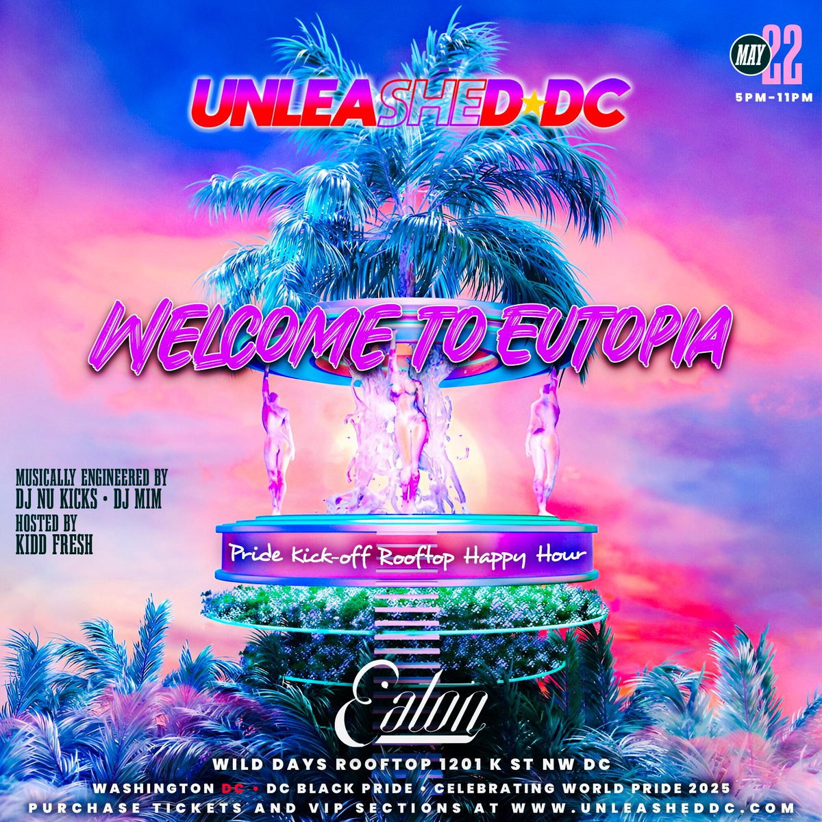 UnleashedDC's tweet image. IN 2 WEEKS.... we kickoff DC BLACK PRIDE 2025 Weekend on the ROOFTOP of the Eaton Hotel // May 22nd 5p-11p // FREE ENTRY // @DJMIMDC + DJ Nu Kicks // Hosted by @DJKiddFresh_ 

RSVP: UnleashedDC.com

#WorldPride