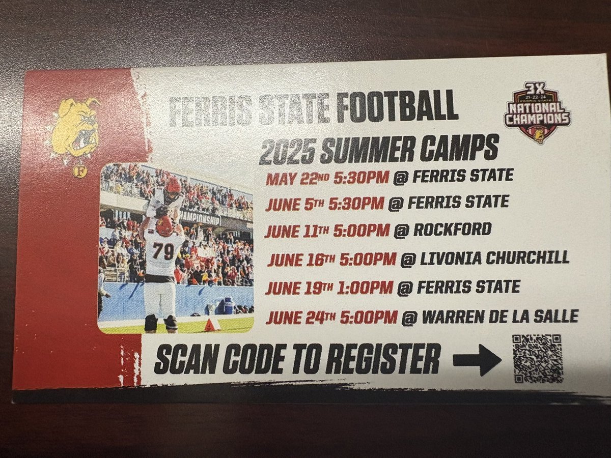 Thank you to Coach Rock of Ferris State University Football. Learned alot in a short visit about football and life. The D2 National Champs visit Romulus Football!