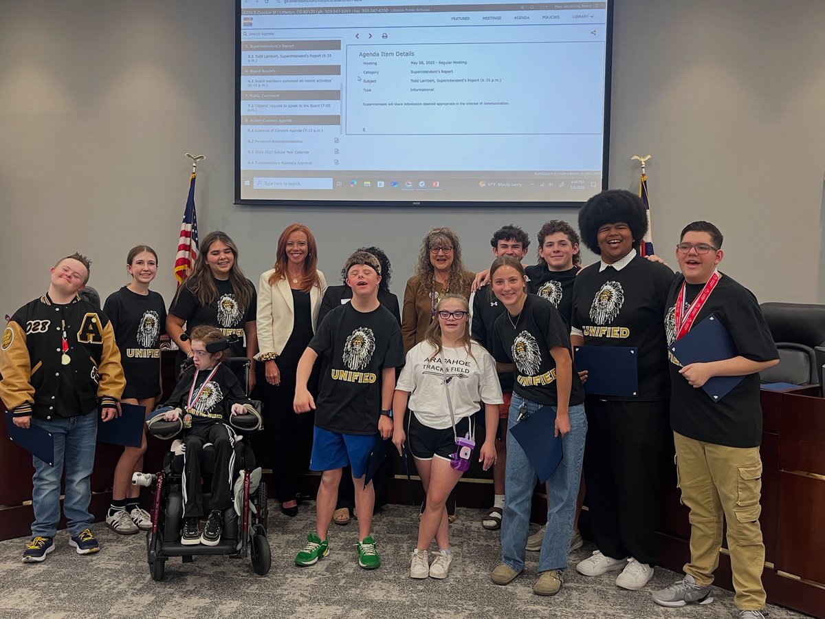 The Arapahoe Unified Basketball Team was recognized this evening by the LPS Board of Education for their accomplishments. They competed in the State Championships and the Black Team won the Division III  High School State Championship! Congrats! 
#ItsAGreatDayToBeAWarrior!