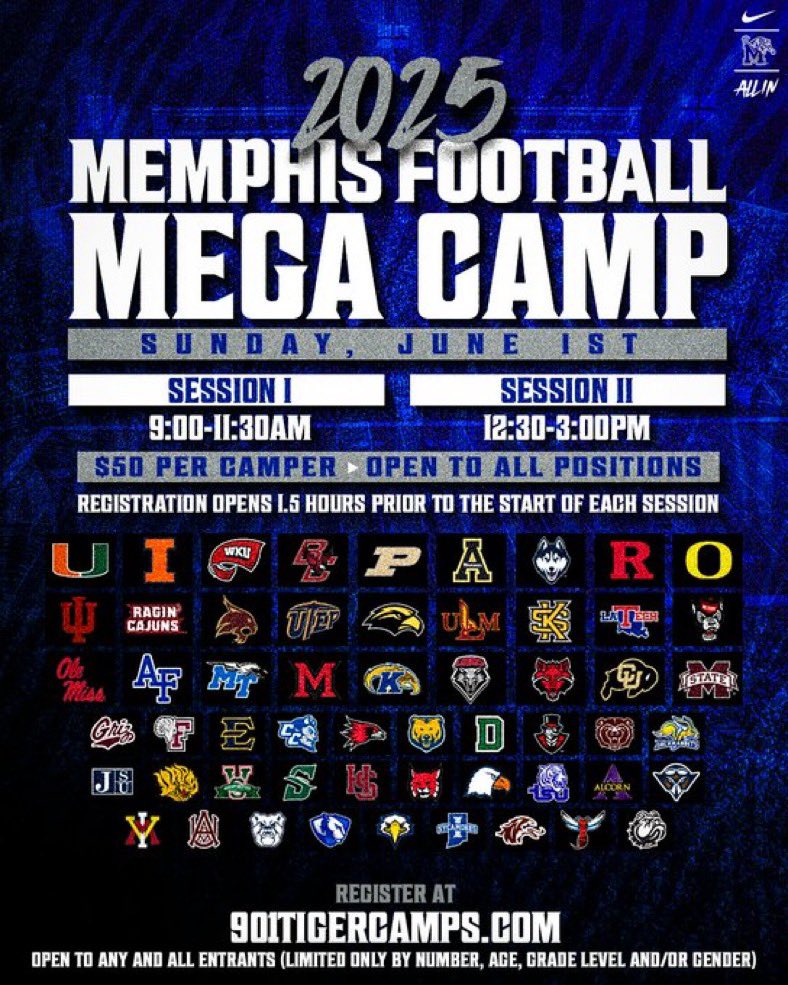 Thank you for the invite <a href="/Luyah_14/">Halleluyah Williamson</a> can’t wait to compete.
<a href="/MemphisFB/">Memphis Football</a>