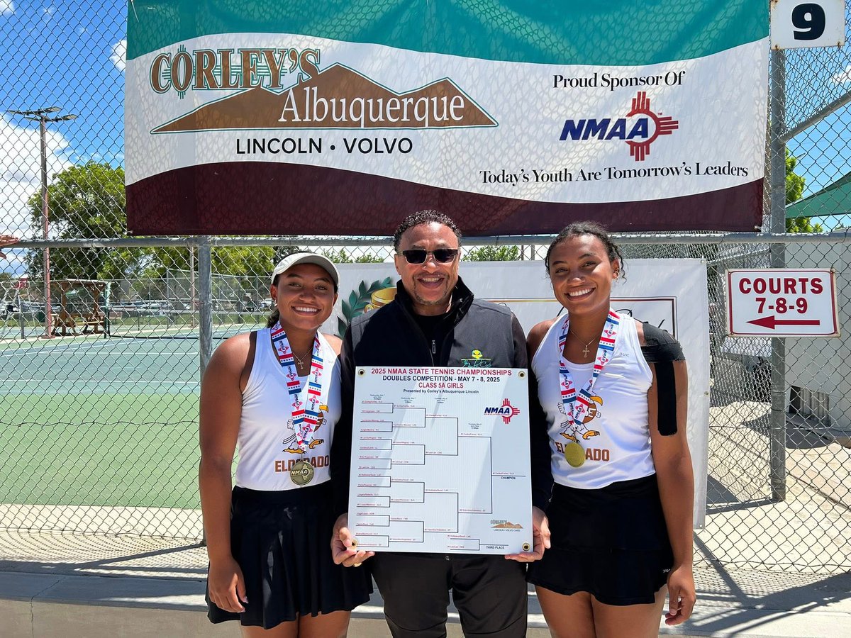 . Congratulations to Vivica Corley/Vianca Corley of Eldorado winners of the Girls Class 5A Doubles Title at the 2025 NMAA State Tennis Championships.