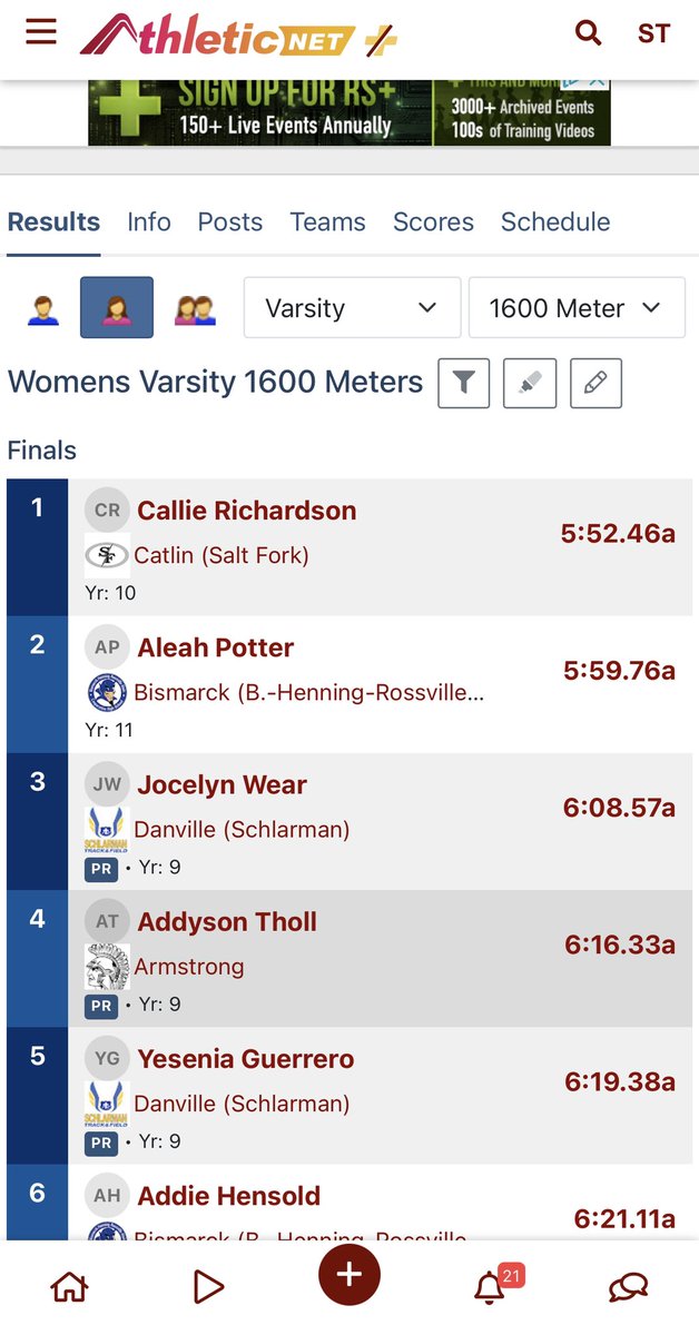 Callie with another 🥇 place finish in the 1600!
