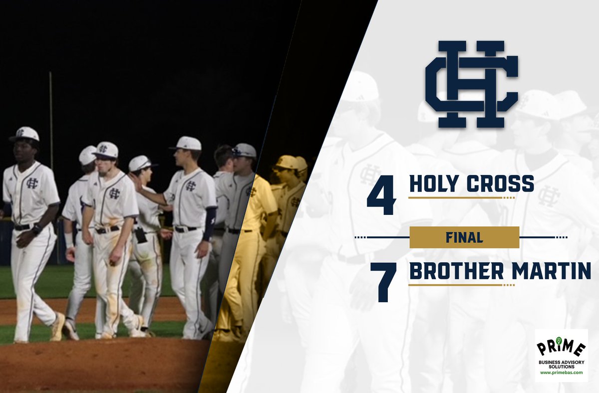 Holy Cross Baseball (@holycross_bsb) on Twitter photo Recap brought to you by <a href="/PRIME_BAS/">PRIME Business Advisory Solutions</a>
5th inning rally was not enough as Holy Cross came up short against Brother Martin. Recap brought to you by <a href="/PRIME_BAS/">PRIME Business Advisory Solutions</a>
5th inning rally was not enough as Holy Cross came up short against Brother Martin.