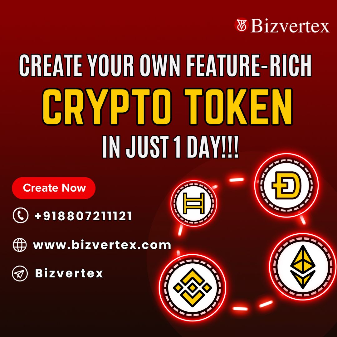 bizvertex's tweet photo. Create a #cryptotoken that stands out in just one day! #Bizvertex, a leading #cryptotokendevelopment company, provides expert services to quickly turn your concept into a powerful #crypto asset.

Create Now: https://t.co/wgUgWDCfHu

#cryptocurrency #tokenization #tokenomics https://t.co/MiRwXdGKIb