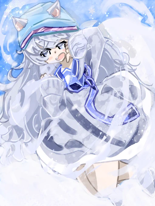 良かったらうちの子見てあげてください! 雪山大好き氷雪使いの雪猫ちゃんの ちとせちゃんです