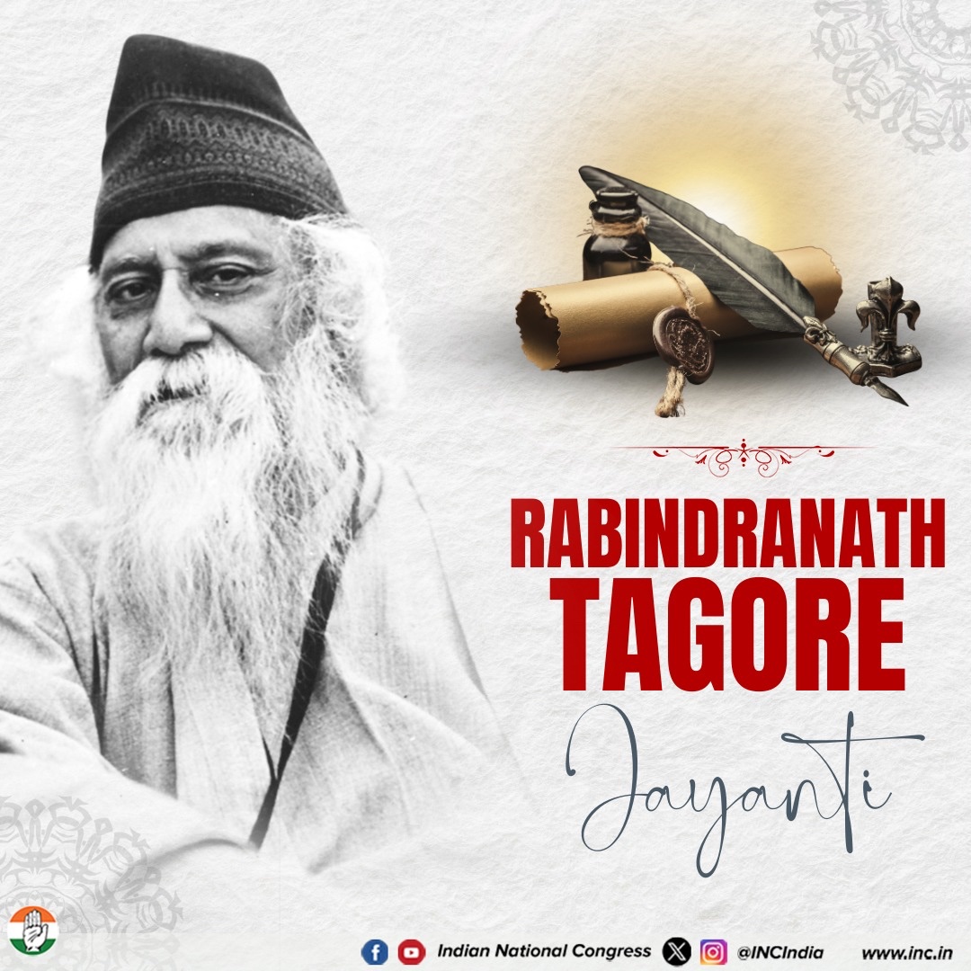 Rabindranath Tagore, a poet and philosopher, gave India its National Anthem. 

As the first Asian Nobel Laureate in Literature, he was a soul who awakened the conscience of India, giving the nation an enduring vision to follow.

Tributes to him on his Jayanti!