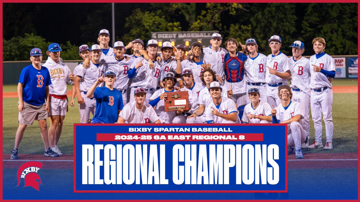 Bixby Spartan Athletics (@homeofspartans) on Twitter photo ⚾️ 6A East Regional 8 Champions!
The Spartans are going back to the State Championship tournament!
#BixbySpartans | #PlayLikeChampions | <a href="/BixbyHSBaseball/">Bixby Spartans Baseball</a> ⚾️ 6A East Regional 8 Champions!
The Spartans are going back to the State Championship tournament!
#BixbySpartans | #PlayLikeChampions | <a href="/BixbyHSBaseball/">Bixby Spartans Baseball</a>