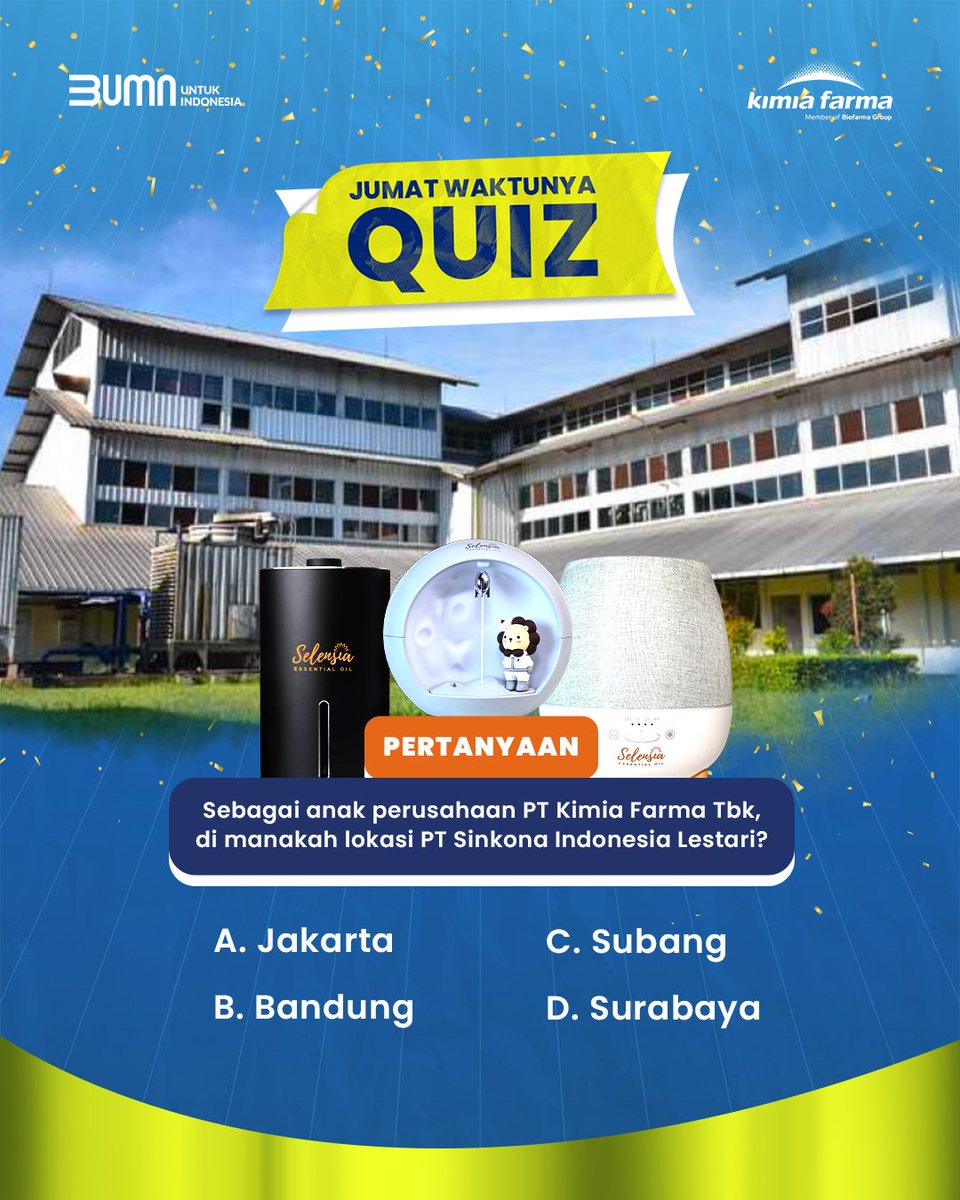 kimiafarmaind's tweet image. Jumat waktunya quiz, yuk #SahabatKaef ikutan 🥳🙌

Caranya gampang lohhh✨️✨️

1. Jawab pertanyaan di atas
2. Likes 10 postingan terakhir dari Instagram @kimiafarma.ind
4. Tag 5 temanmu untuk ikutan quiz ini juga

 #quiz #kuis #kuistwitter #quiztwitter