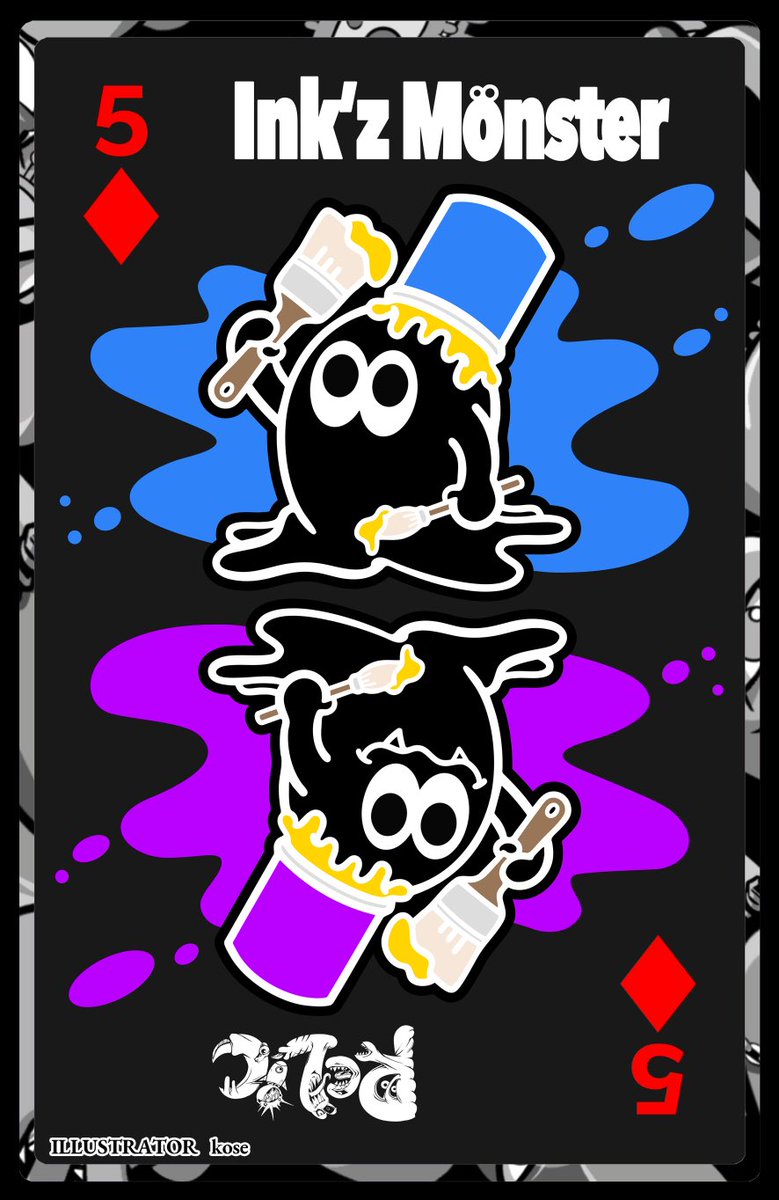 #RELiCPOKER 【♦️5】
インクモが担当させていただきました👾♦️

いつものインクモと
ちょっと悪そうなRELiCverインクモ👾

ポスターにしたいくらい
最高の仕上がりになりました！
トランプ化が今から楽しみです👾✨

#インクモ
#RELiC