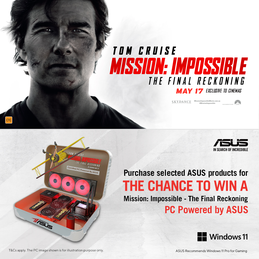 Your mission, should you choose to accept it... 🕵️‍♂️ Get a free Mission: Impossible - The Final Reckoning PC powered by ASUS! Dive into the action and experience top-notch gaming. Visit centrecom.com.au for details.

#MissionImpossible #ASUS #CentreComAU #PCGaming #TechDeals