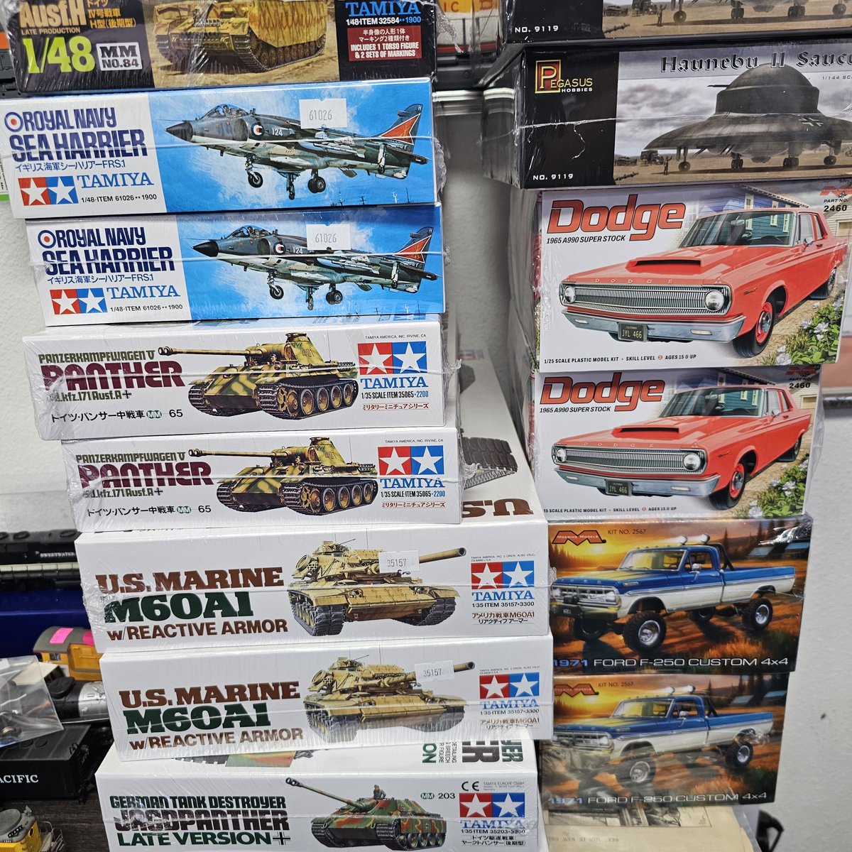 MojaveRailroad's tweet photo. A bunch of new model kits hit the store today. More on the way. Some are already up on our site. #westsidetrains #lasvegas #hobbystore #modelkits #airplanemodels #tankmodels https://t.co/txdMyahaRe