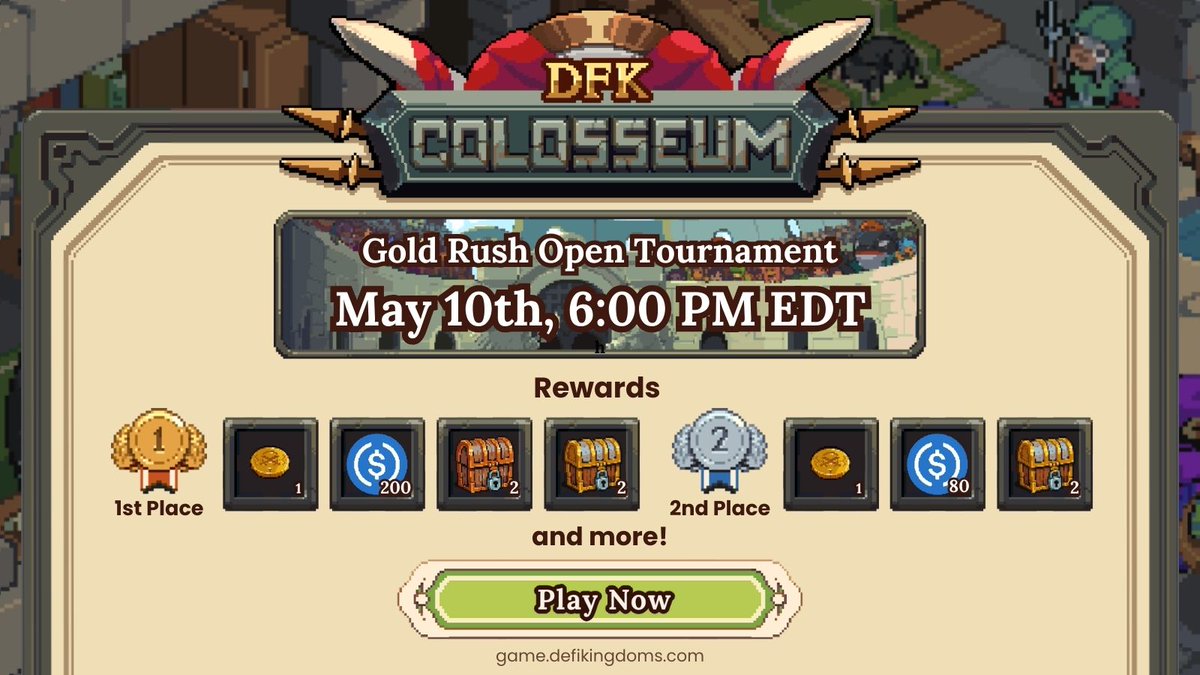 Don't forget this weekend, we have a GOLD RUSH tournament!

As always, get out there, have fun, and we hope to see you all in the Colosseum!