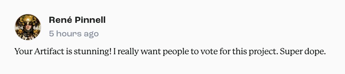 Thank you <a href="/RJPinnell/">René</a> for your kind words and support! 🥰

Such a privilege I get to share my work with others
Love what <a href="/artizen/">Artizen</a> is doing 💚 

14 days left to vote for my project "Ripple Effects" ⤵️

#artizen #digitalart