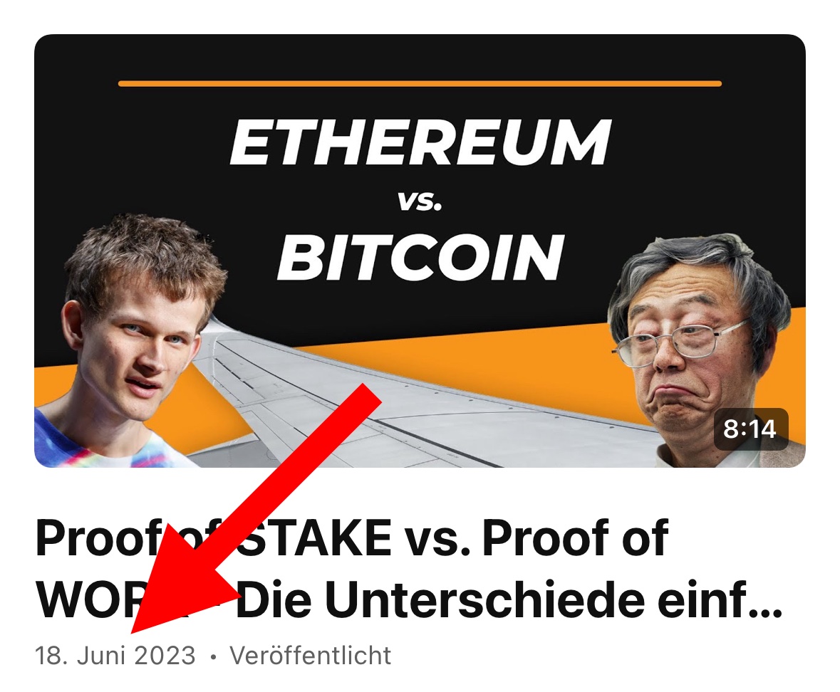 Vor ca. 2 Jahren habe ich ein Video veröffentlicht: Ethereum vs. Bitcoin.

Darin erkläre ich, warum Bitcoin die Nase vorn hat.

Nun…

Eine damalige Investition von CHF 5‘000 wäre heute so viel Wert:

Ethereum: CHF 5‘890
Bitcoin: CHF 18‘068

Es gibt einen klaren Gewinner! 🏆