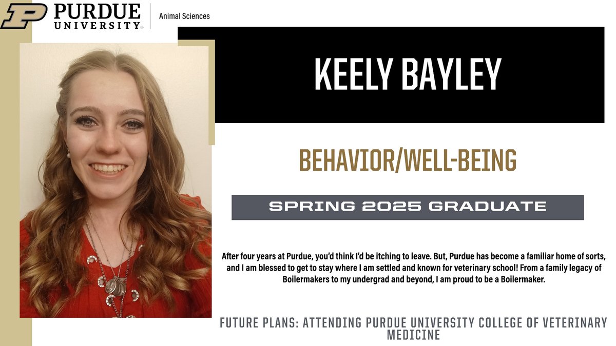 PU Animal Sciences (@purdueansc) on Twitter photo #PurdueANSC is recognizing its <a href="/PurdueAg/">Purdue Agriculture</a> spring graduates🎓 Today, we are highlighting Keely Bayley, who will be attending the Purdue University College of Veterinary Medicine. Congratulations, Keely! #PurdueANSC is recognizing its <a href="/PurdueAg/">Purdue Agriculture</a> spring graduates🎓 Today, we are highlighting Keely Bayley, who will be attending the Purdue University College of Veterinary Medicine. Congratulations, Keely!