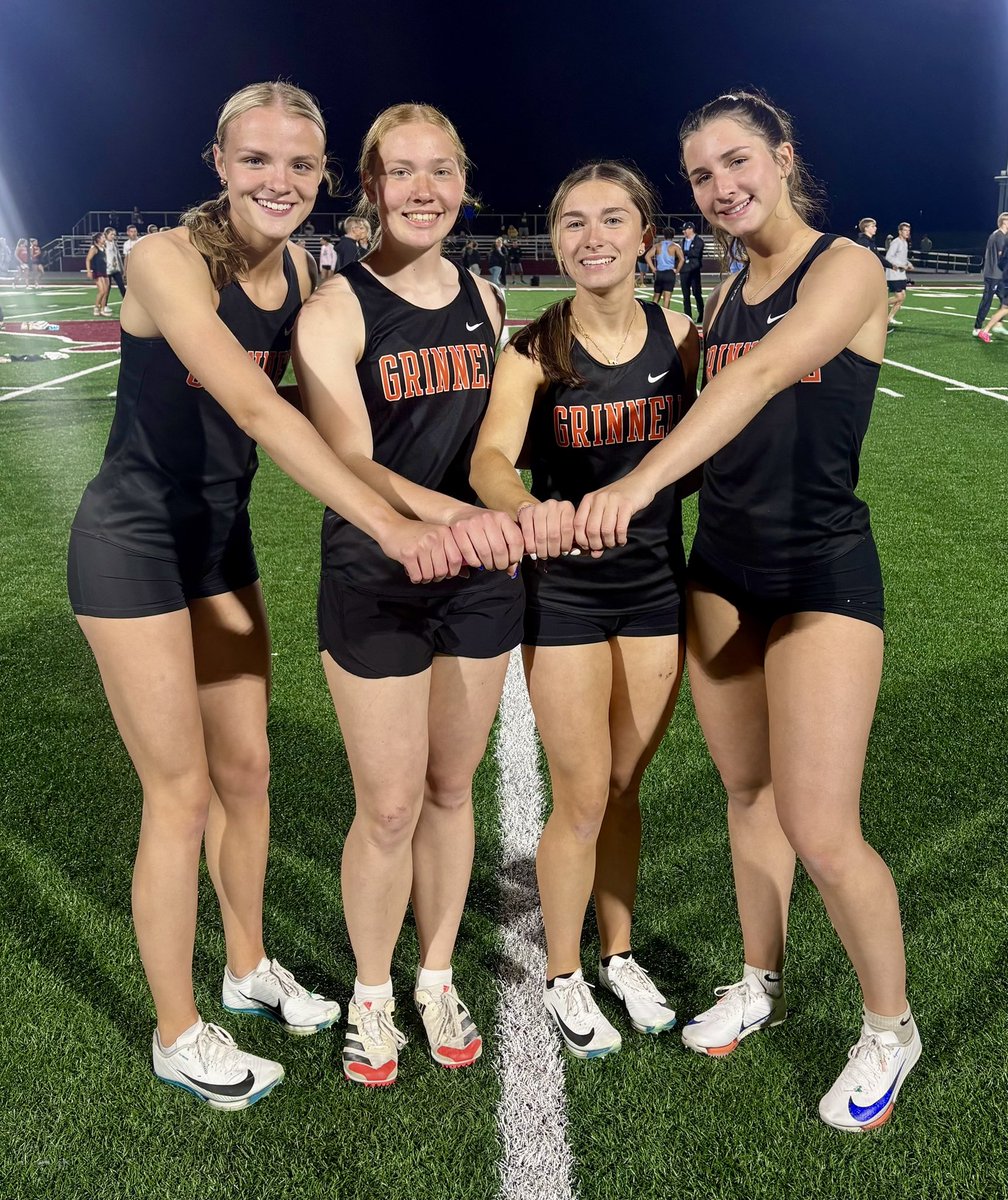 GrinnellGirlsTF's tweet photo. Congratulations to Aiden Gosselink, Lauren Louden, Alyssa Flander &amp; Myah Stephenson!

🥈 2nd Place 
4x100 M Relay: 49.32
🚨 PR and NEW SCHOOL RECORD https://t.co/mFiibs1UUx