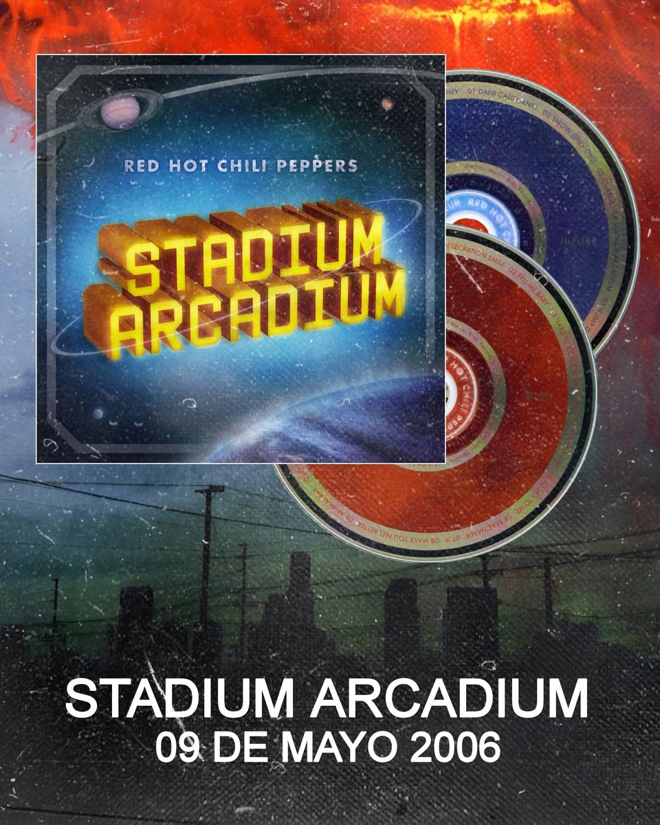 ChiliPeppersArg's tweet photo. 🎂 19 AÑOS DE STADIUM ARCADIUM !! 🎉 

✳️ Este 09 de mayo es un nuevo aniversario del noveno álbum de Red Hot Chili Peppers, el cual fue producido por Rick Rubin. https://t.co/MUSfC9v0Vx