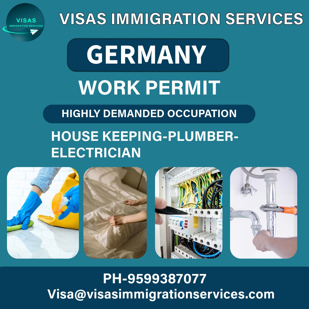ServicesVisas's tweet image. Germany is hiring skilled workers! If you're a housekeeper, plumber, or electrician, now’s the time to apply for a German work permit and build your future in Europe. 🛠️🏡✈️
#WorkInGermany #GermanyWorkPermit #JobsInGermany #GermanyHiring
#HousekeepingJobsGermany