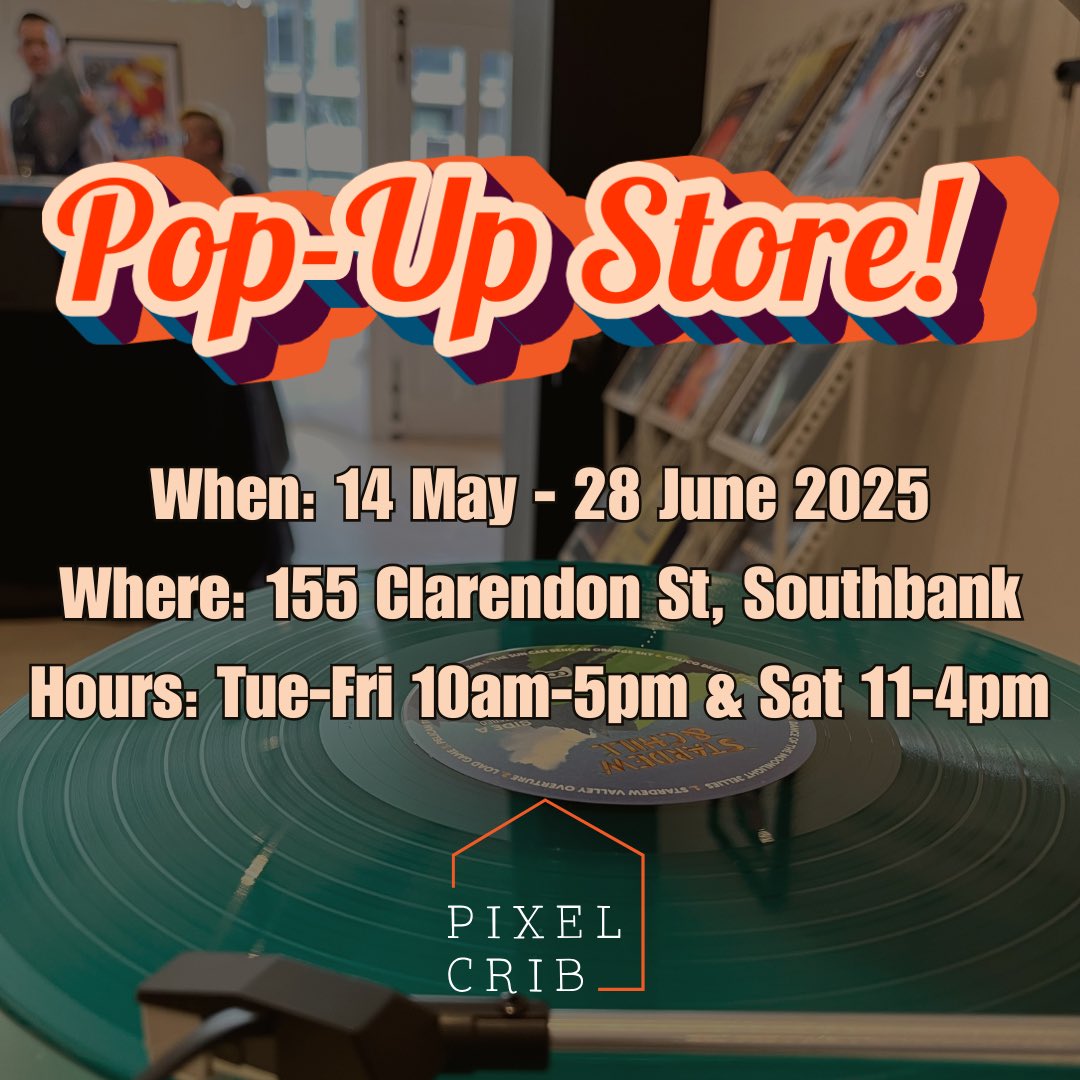 Exciting news to share… we’ll be reopening the pop-up retail store from Wednesday 14th May until the end of June! Come visit us at 155 Clarendon Street in Southbank!

This time around you’ll see a whole bunch of brand new video game soundtracks, games, books and more (plus some