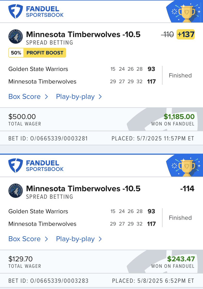 NetsBets_10's tweet image. #THUR

1-0🫱🏼‍🫲🏾

#BringTheNice 🐺-10.5 POD🔨
✅✅✅💸💸💸

“The only move needed today. If🐺don’t win &amp;amp; Cover this golden opportunity to bounce back tonight, they are cooked. I know it’s tough after last game, but feels like OKC game 2 yesterday🤷‍♂️”

Knew I shoulda sprinkled alts🔥