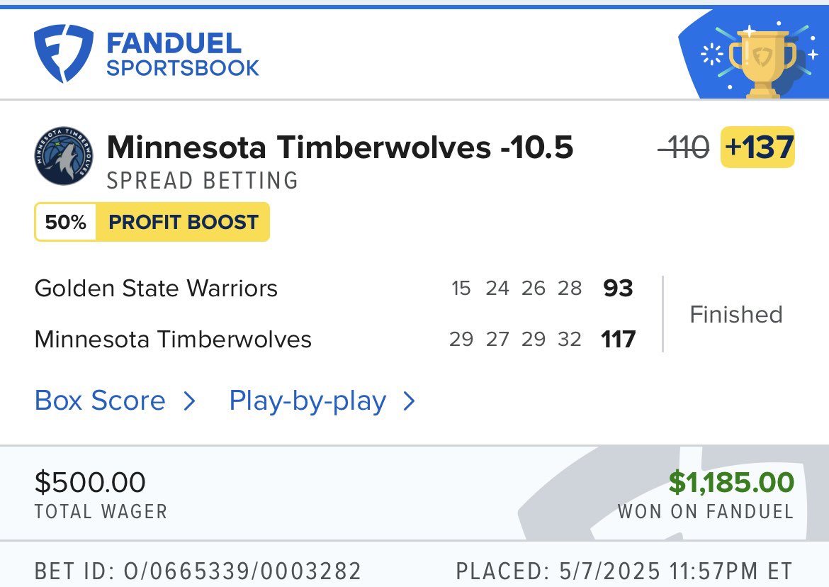 NetsBets_10's tweet image. #THUR

1-0🫱🏼‍🫲🏾

#BringTheNice 🐺-10.5 POD🔨
✅✅✅💸💸💸

“The only move needed today. If🐺don’t win &amp;amp; Cover this golden opportunity to bounce back tonight, they are cooked. I know it’s tough after last game, but feels like OKC game 2 yesterday🤷‍♂️”

Knew I shoulda sprinkled alts🔥