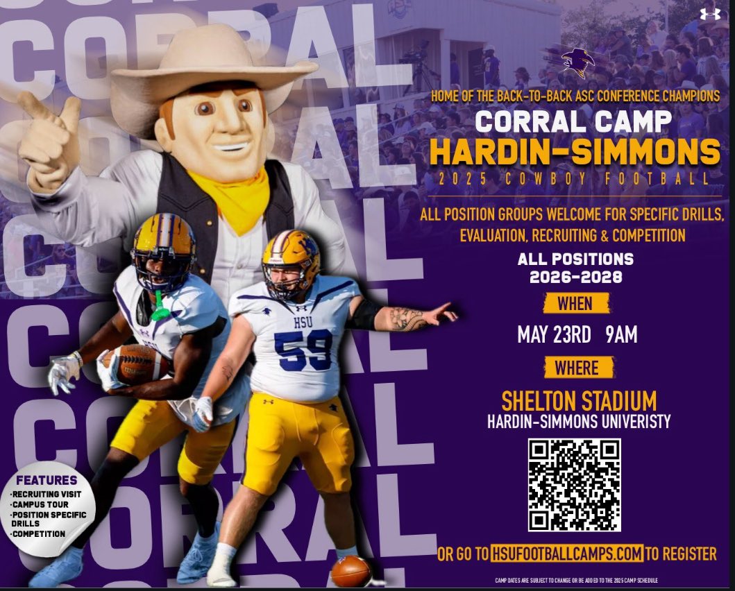 Thank you for the invite! <a href="/HSUCowboys/">Hardin-Simmons Cowboy Football</a> <a href="/BurlesonHSU/">Burleson</a> <a href="/Coach_Hulett/">Brian Hulett</a>