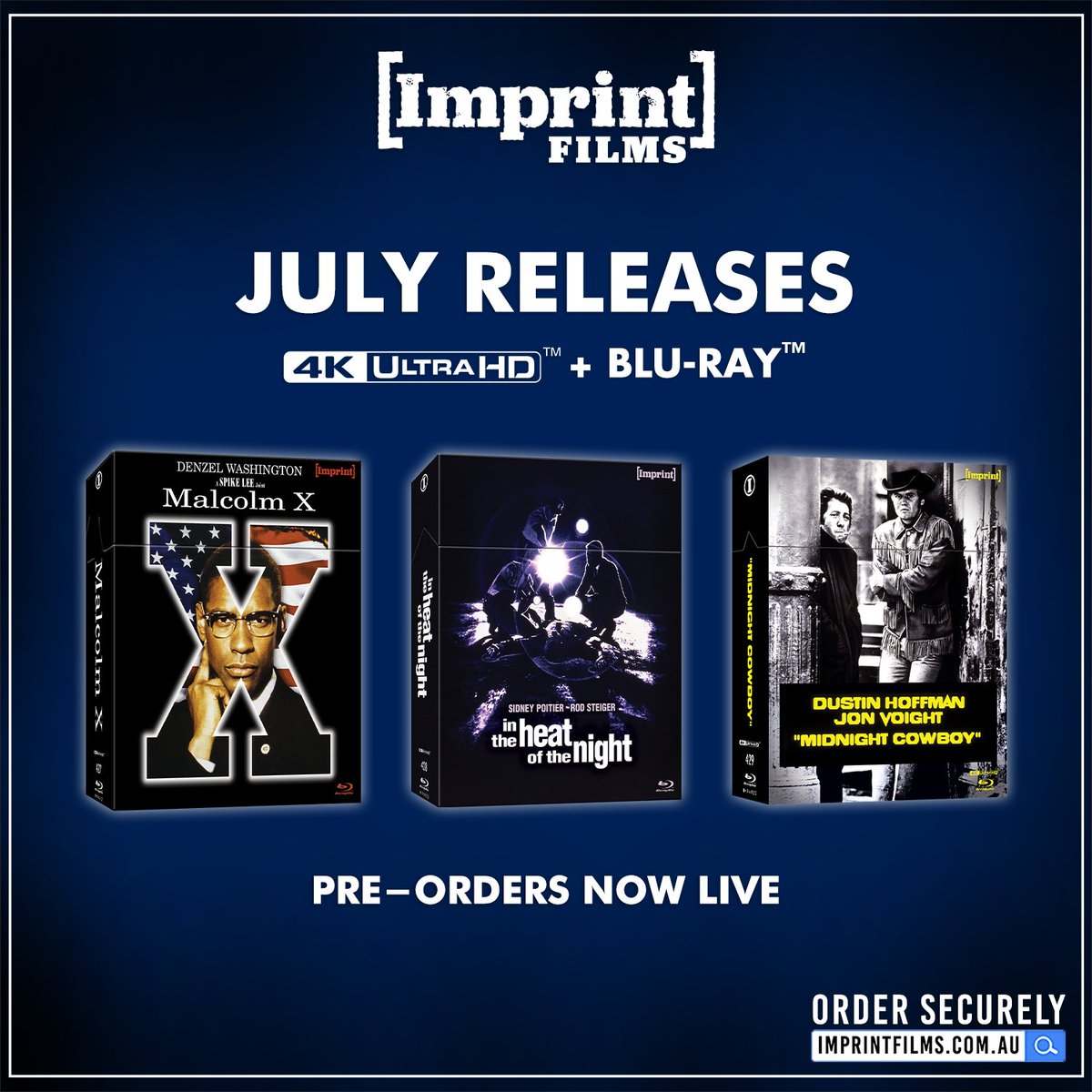 Presenting our SECOND July announcement for Imprint Films - three new 4K UHD Releases! 🔥

Three Limited Edition Hardboxes, all strictly limited to 1500 copies each.

Pre-order now at imprintfilms.com.au - available individually, in an exclusive Bundle Pack, or in a MEGA