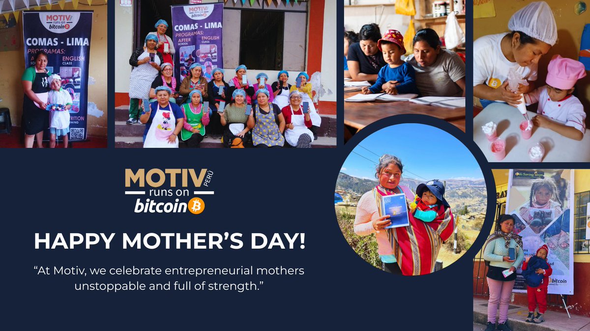 ✨In Peru it's #MotherDay, and at MOTIV we celebrate the women who transform the world with every transaction🇵🇪

Mothers who use #Bitcoin for entrepreneurship, education and empowerment.❤️

🔁 Share their story
⚡ Donate via Lightning
📢 Spread the power of #Bitcoin in the hands