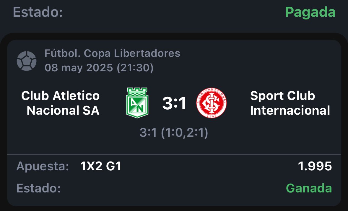 Gran noche de Copa Libertadores en el canal ⚽️🌎🤩

Stake 7 🇦🇷✅
Stake 5 🇨🇴✅

Todo esto y más GRATIS en nuestro canal de Telegram, enlace en el primer comentario 👇🏼🔗